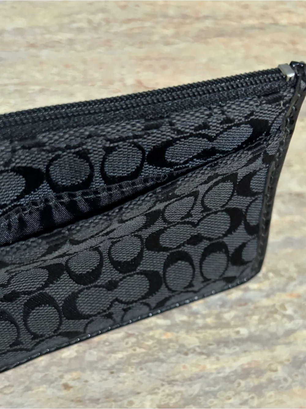 Coach Black Signature Wristlet Card Pouch